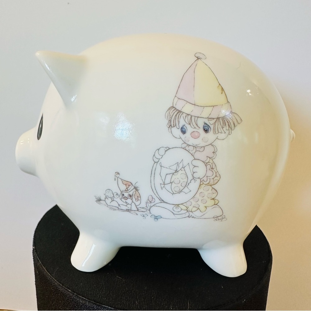 Precious Moments White Ceramic Clown Piggy Bank 1994